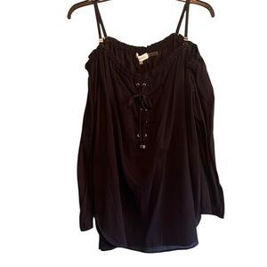 Calvin Klein cold-shoulder blue cotton blouse size OX